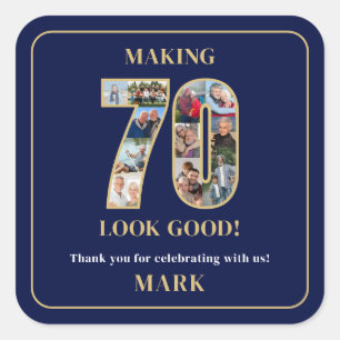 Making 70 Look Good Photo Collage 70th Birthday Square Sticker