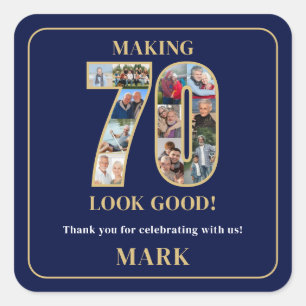 Making 70 Look Good Photo Collage 70th Birthday Square Sticker
