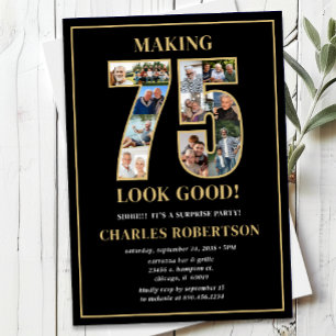 Making 75 Look Good Photo Surprise Birthday Invitation