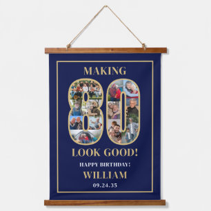 Making 80 Look Good Photo Collage 80th Birthday Hanging Tapestry