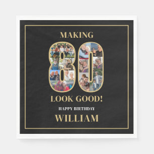 Making 80 Look Good Photo Collage 80th Birthday Napkin