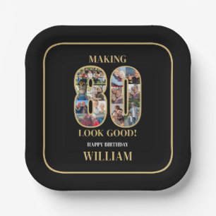 Making 80 Look Good Photo Collage 80th Birthday Paper Plate