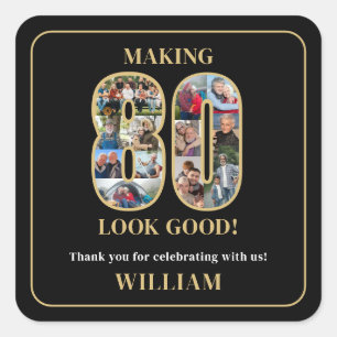 Making 80 Look Good Photo Collage 80th Birthday Square Sticker