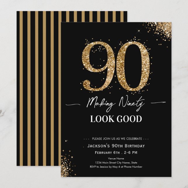 Making 90 Look Good Birthday Invitation (Front/Back)