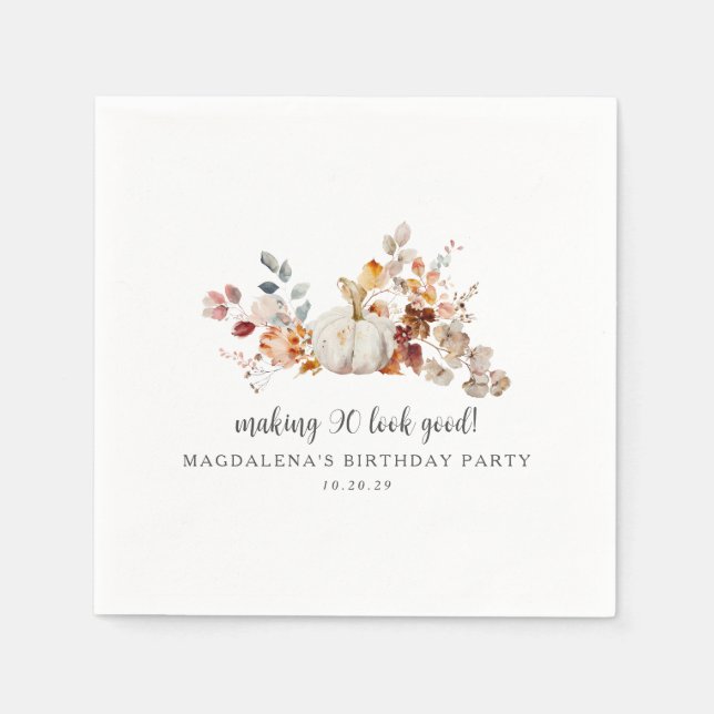 Making 90 Look Good Custom Fall Birthday Napkin (Front)
