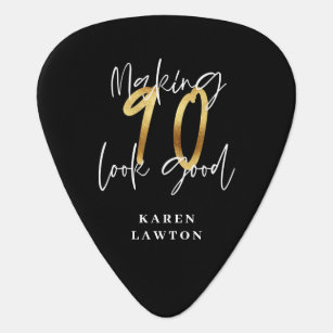 Making 90 look good gold birthday guitar pick