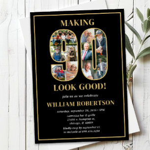 Making 90 Look Good Photo Birthday Invitation