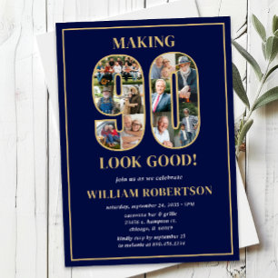 Making 90 Look Good Photo Birthday Invitation