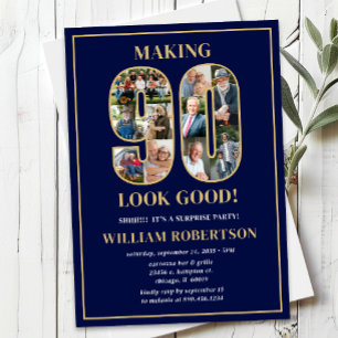 Making 90 Look Good Photo Surprise Birthday Invitation