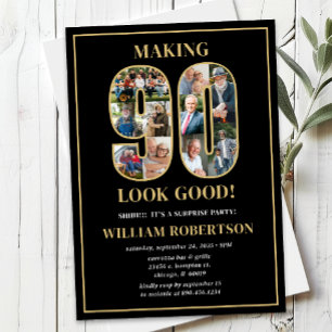 Making 90 Look Good Photo Surprise Birthday Invitation
