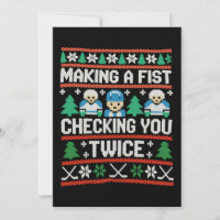 Making A Fist Checking You Twice Ice Hockey Xmas