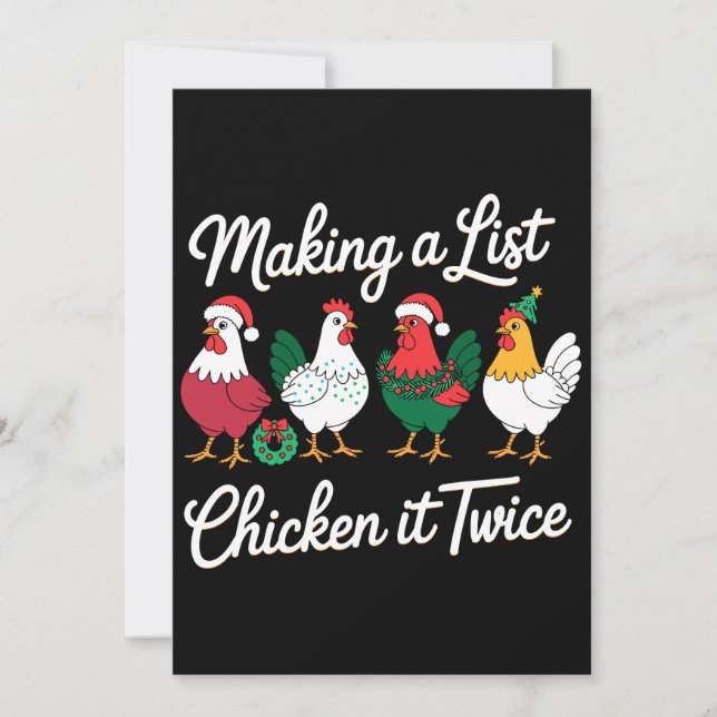 Making A List Chicken It Twice Christmas Rooster Invitation (Front)
