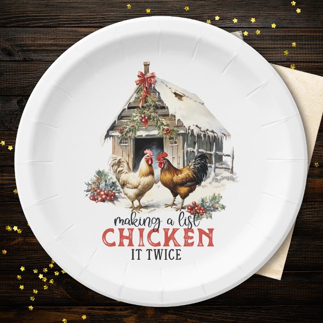 Making a List Chicken It Twice Country Christmas Paper Plate (Creator Uploaded)