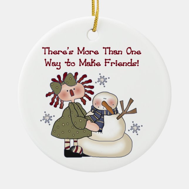 Making a Snowman Friend  Keepsake Ornament (Front)