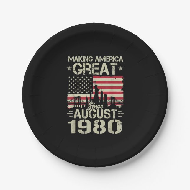 Making America Great Since August Birthday Gift 19 Paper Plate (Front)