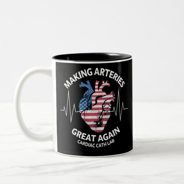 Making Arteries Great Again Cardiac Cath Lab  Two-Tone Coffee Mug (Left)