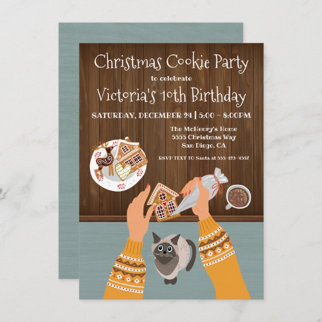 Making Baking Christmas Cookies Party Invitation (Front/Back)