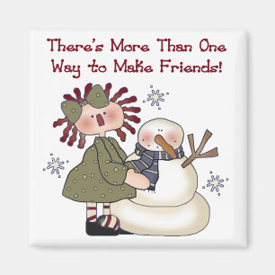 Making Friends Snowman T-shirts and Gifts Magnet