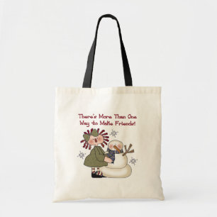 Making Friends Snowman T-shirts and Gifts Tote Bag