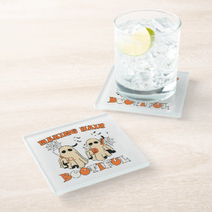 Making Hair Funny Ghost Hairdresser Halloween Glass Coaster