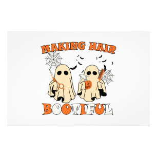Making Hair Funny Ghost Hairdresser Halloween  Photo Print