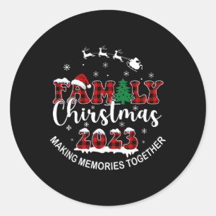 Making Memories Together Buffalo Plaid Family Chri Classic Round Sticker