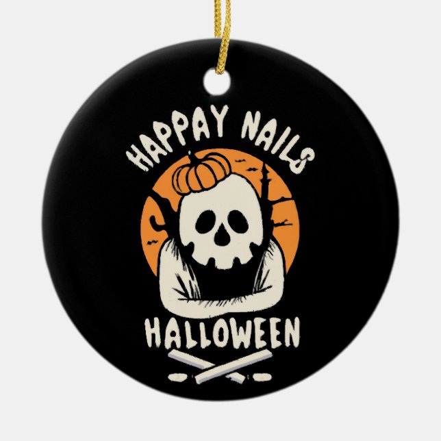 Making Nails Bootiful Halloween  Ceramic Tree Decoration (Front)