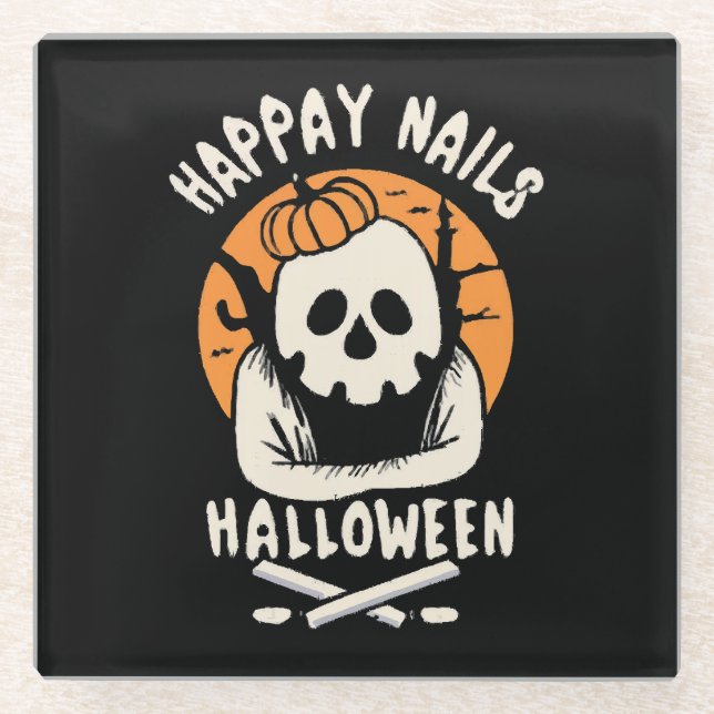 Making Nails Bootiful Halloween  Glass Coaster (Front)