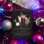 Making Spirits Bright | Budget Holiday Cocktails<br><div class="desc">Making spirits bright! A set of hand-painted Christmas drinks, including a martini with a candy cane, mulled wine with star anise orange, and cinnamon, champagne with candy and frozen berries, and a white russian decorated with a sprig of holly against a background of black chalkboard. Below there is hand-written gold...</div>