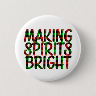 Making Spirits Bright Buffalo Plaid Christmas 6 Cm Round Badge