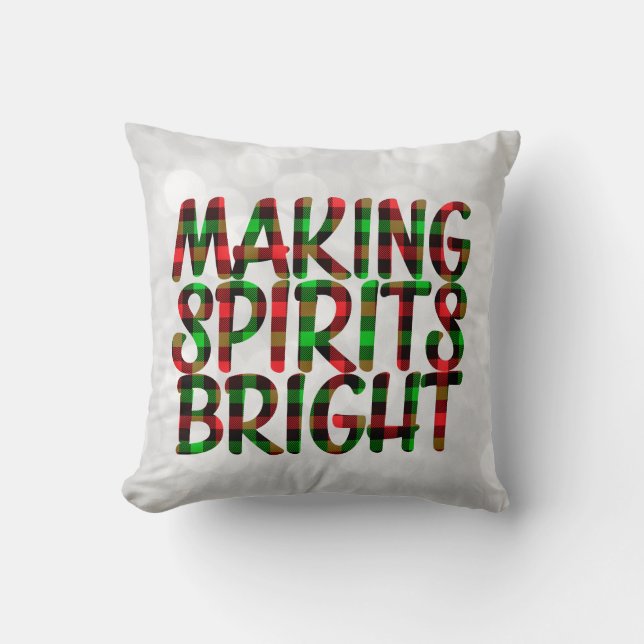 Making Spirits Bright Buffalo Plaid Christmas Cushion (Front)