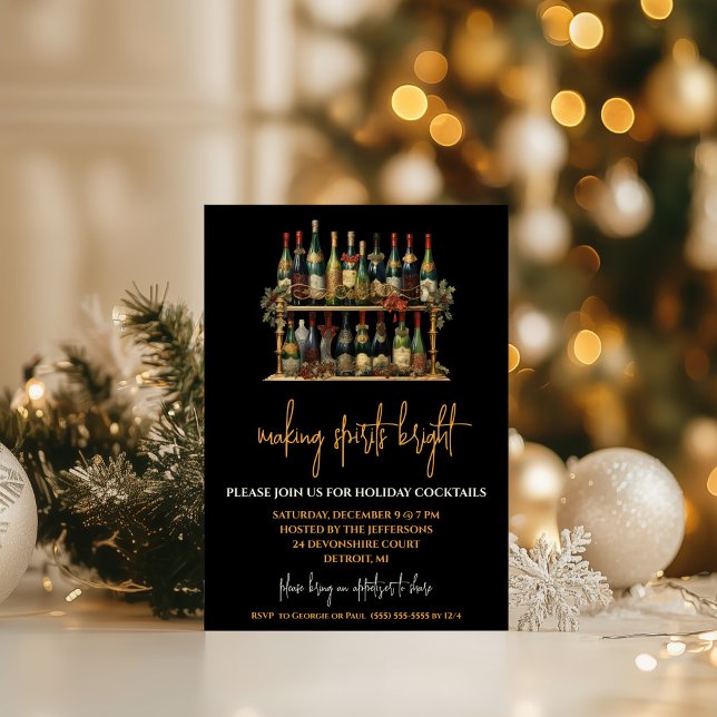 Making Spirits Bright, Champagne Cocktail Party Invitation (Creator Uploaded)