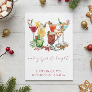 Making Spirits Bright Christmas Cocktail  Holiday Card