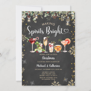 Making Spirits Bright Christmas Cocktail party Invitation
