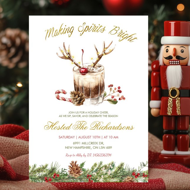 Making Spirits Bright Christmas Cocktail Party Invitation (Creator Uploaded)