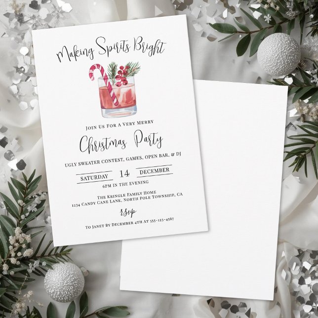Making Spirits Bright Christmas Cocktail Party Invitation (Making Spirits Bright Christmas Cocktail Party Invitation)