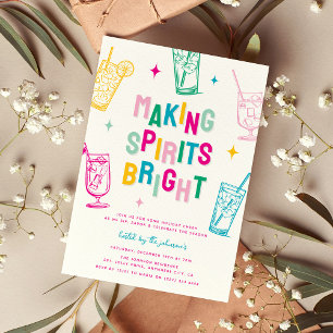 Making Spirits Bright Christmas Cocktail Party Invitation