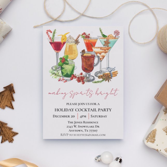 Making Spirits Bright Christmas Cocktail Party  Invitation (Creator Uploaded)