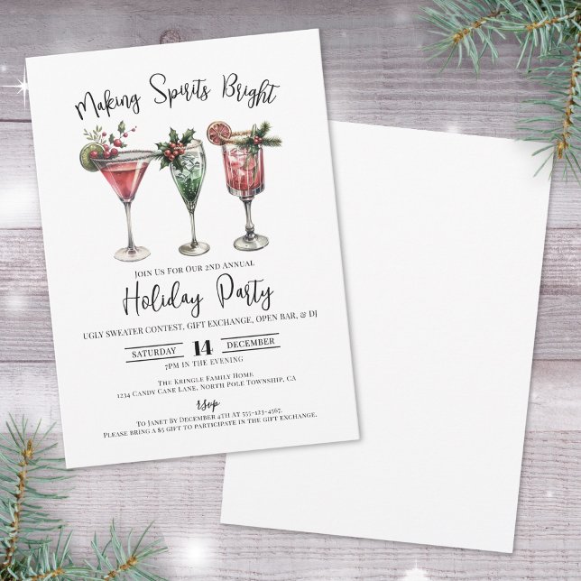 Making Spirits Bright Christmas Cocktail Party Invitation (Making Spirits Bright Christmas Cocktail Party Invitation)