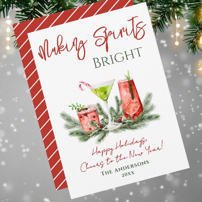 Making Spirits Bright Christmas Cocktails Holiday Card (Creator Uploaded)