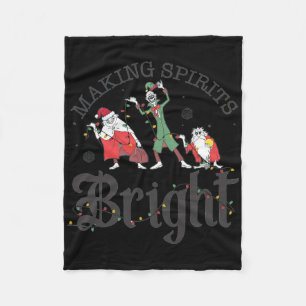 Making Spirits Bright Christmas Haunted Ghosts Fleece Blanket