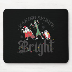 Making Spirits Bright Christmas Haunted Ghosts Mouse Pad
