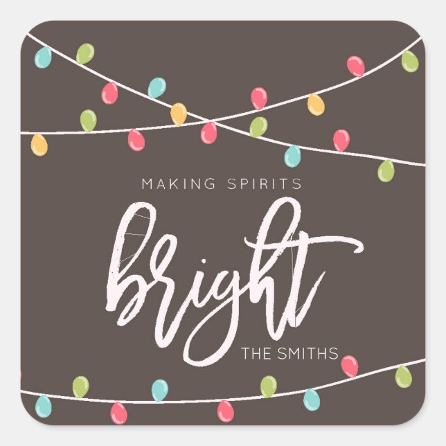 Making Spirits Bright Christmas Lights Holiday Square Sticker (Front)