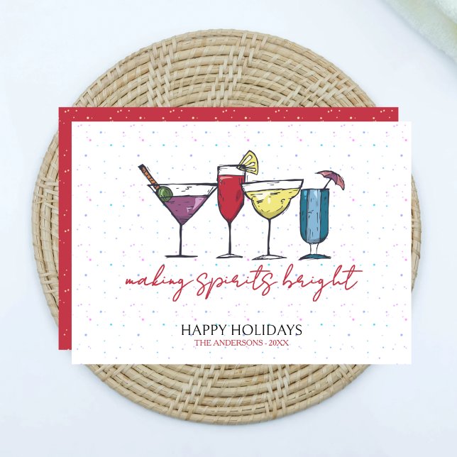 Making Spirits Bright Cocktail Holiday Card (Creator Uploaded)
