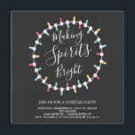 Making Spirits Bright Cocktail Party Invitation<br><div class="desc">Making Spirits Bright Holiday Party Invitation featuring a christmas light wreath set on a popular black chalkboard background. Flip our unique invite over to view a matching back for an extra special touch. Perfect holiday season invitation for a neighbourhood get together, office party, office cocktail party or New Years Eve...</div>
