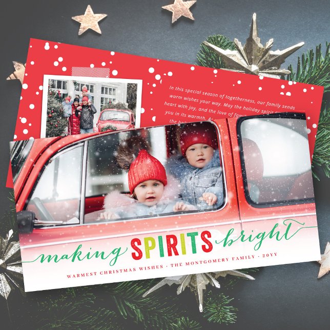 Making Spirits Bright Colourful Christmas 3 Photo Holiday Card (Creator Uploaded)
