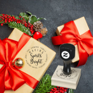 Making Spirits Bright Custom return address Rubber Stamp