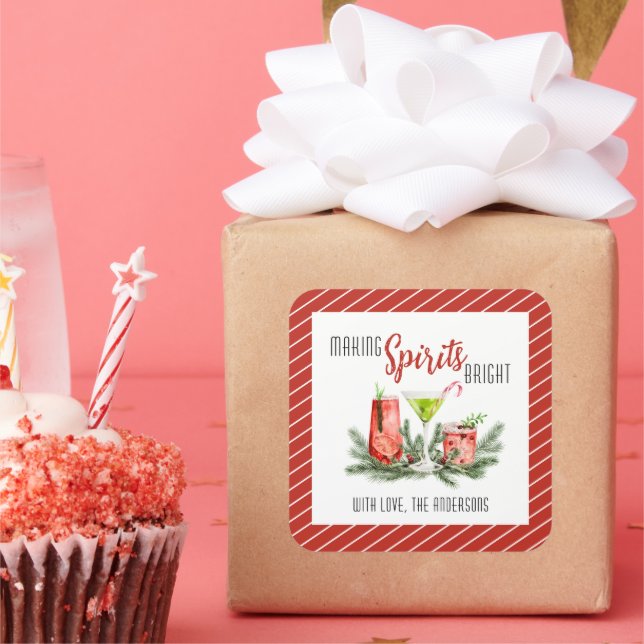 Making Spirits Bright Festive Christmas Cocktails Square Sticker (Party)