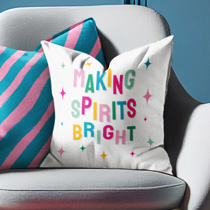 'Making Spirits Bright' Festive Christmas Cushion