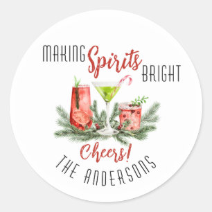 Making Spirits Bright Festive Drinks Classic Round Sticker